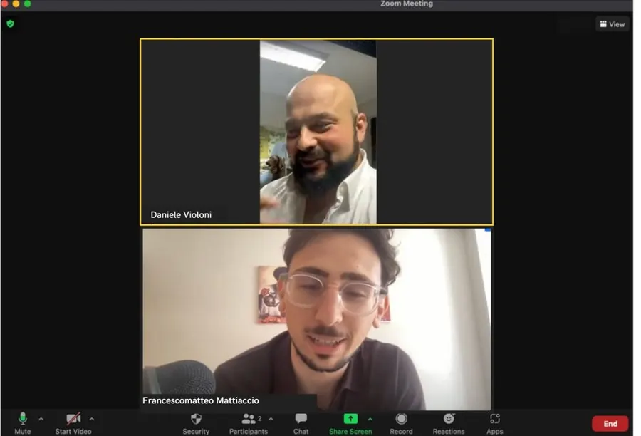 Videochiamata tra Francescomatteo e Daniele Violoni