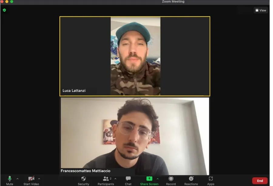 Videochiamata tra Francescomatteo e Luca Lattanzi